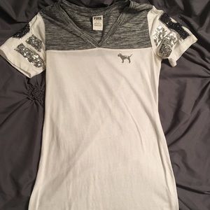 Pink Victoria’s Secret White V-neck